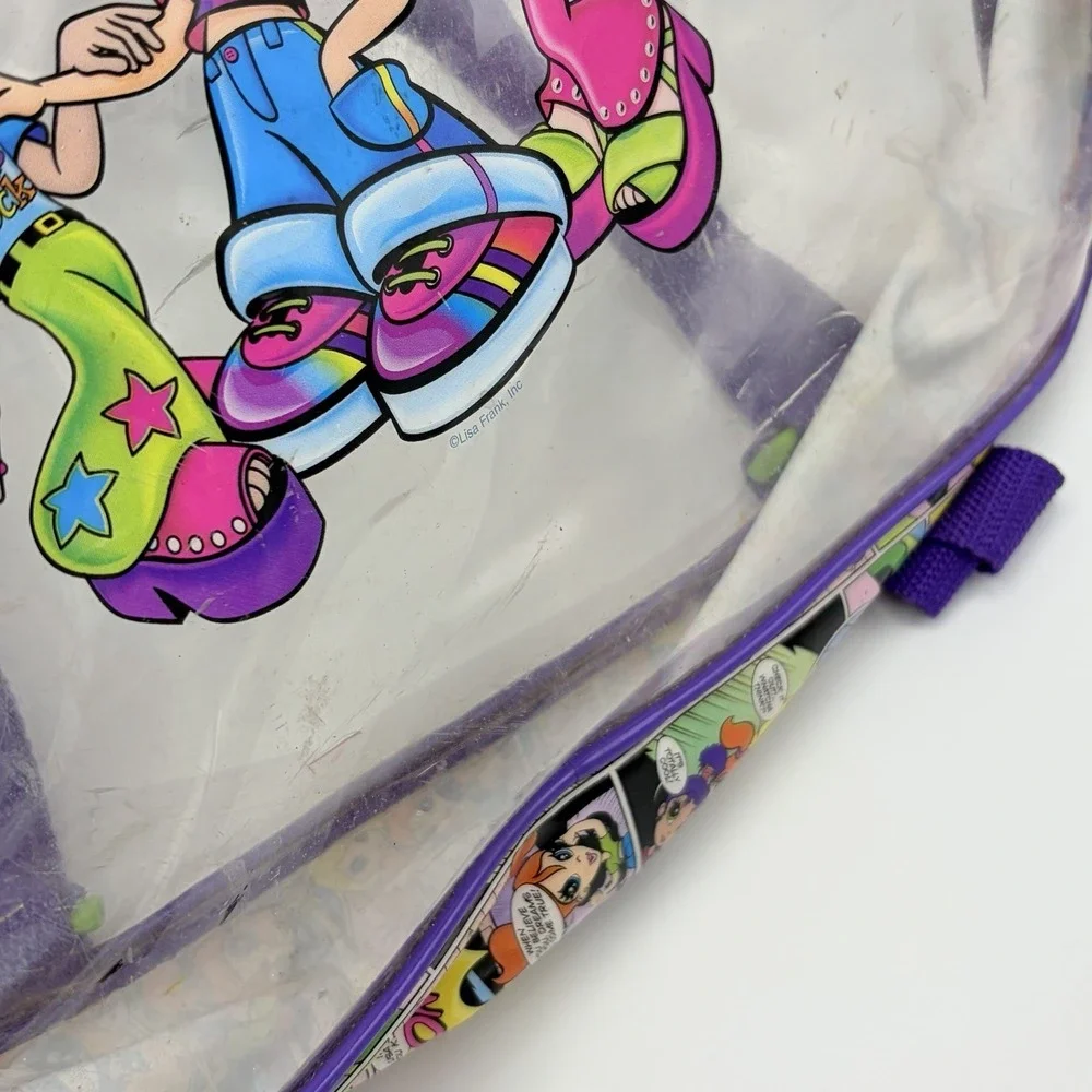 Lisa Frank Vintage Clear Backpack - Groovy Hippie Girls 3 Friends Comic Y2K 90s